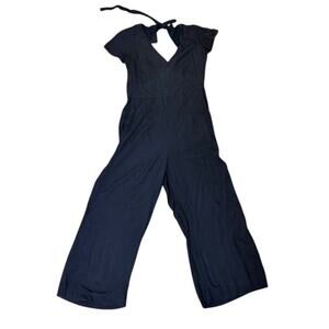 Abercrombie and fitch black open back cropped pantsuit Med